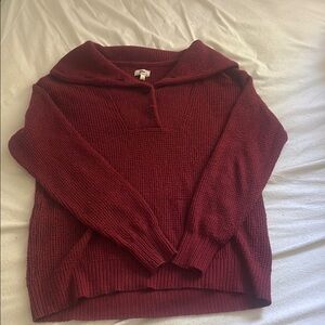 Aerie Red Cowl Neck Sweater Cozy Knit